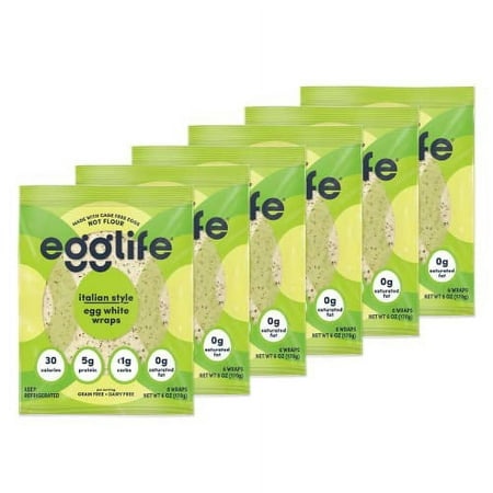 Egglife Egg White Wraps  Italian  Egg White Wraps  36 Total Wraps (6-6 Packs) - Gluten Free  Dairy Free  No Flour  Sugar Free  Keto Friendly  Paleo  L