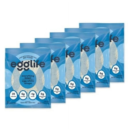 Egglife Egg White Wraps  Everything Bagel  Egg White Wraps  36 Total Wraps (6-6 Packs) - Gluten Free  Dairy Free  No Flour  Sugar Free  Keto Friendly 