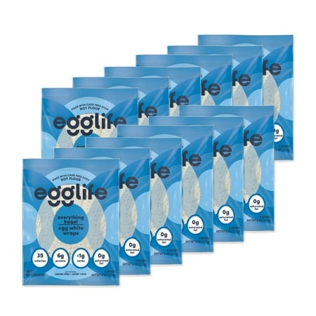 Egglife Egg White Wraps  Everything Bagel  Egg White Wraps  72 Total Wraps (12-6 Packs) - Gluten Free  Dairy Free  No Flour  Sugar Free  Keto Friendly