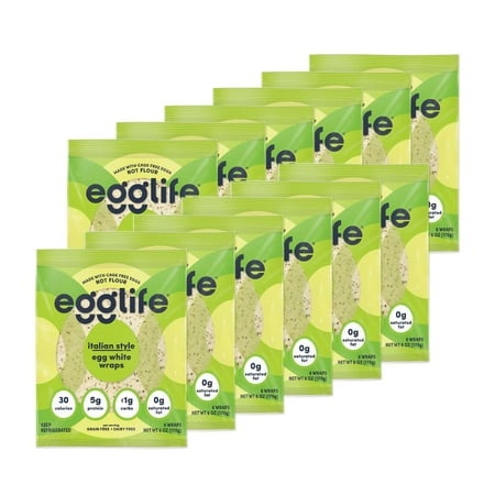 Egglife Egg White Wraps  Italian  Egg White Wraps  72 Total Wraps (12-6 Packs) - Gluten Free  Dairy Free  No Flour  Sugar Free  Keto Friendly  Paleo  