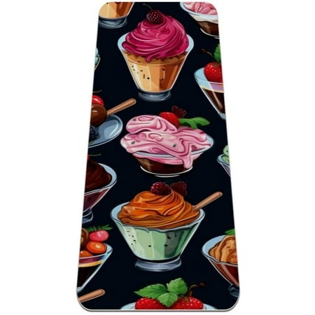 Ice Cream Premium TPE Yoga Mat – Exercise Mat for Home Workouts – Comfortable & Durable Fitness Mat for Yoga  Pilates  and Exercise – Lightweigh