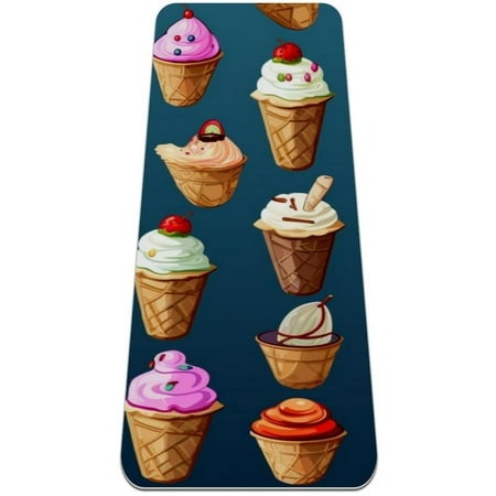 Ice Cream Premium TPE Exercise Mats for Yoga and Pilates - Mat for Fitness and Stretching - Extra Thick Cushion for Support.