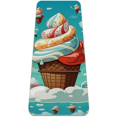 Ice Cream Premium TPE Exercise Mats for Yoga and Pilates - Mat for Fitness and Stretching - Extra Thick Cushion for Support.