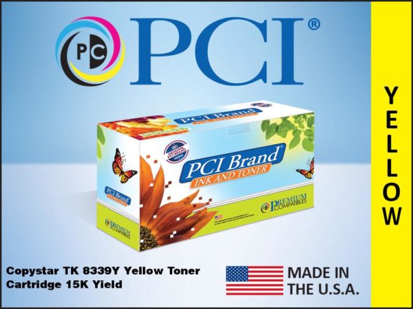 Brand New Compatible Copystar TK-8339Y TK8339Y Yellow Toner Ctg 15K Yld for CS3252ci  CS3253ci Made in USA
