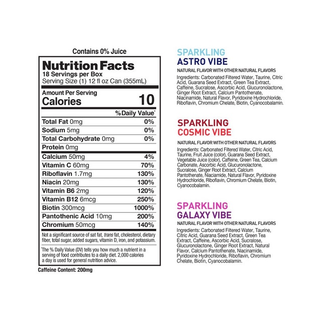Celsius Space Vibe Variety Pack 12 Fluid Ounce (Pack of 18) thumbnail