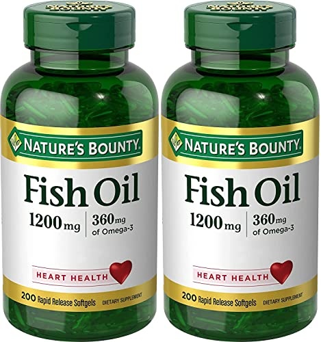 Nature's Bounty Fish Oil, Supports Heart Health, 1200 Mg, Rapid Release Softgels, 200 Ct (Pack of 2)