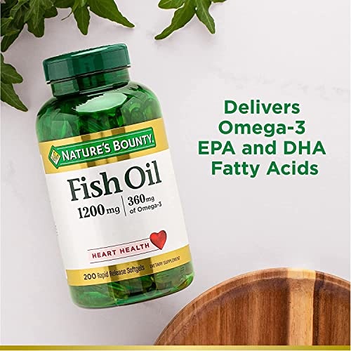 Nature's Bounty Fish Oil, Supports Heart Health, 1200 Mg, Rapid Release Softgels, 200 Ct (Pack of 2) thumbnail
