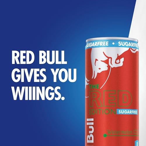 Red Bull Red Edition Sugar Free Energy Drink, Watermelon, with 114mg Caffeine Plus Taurine & B Vitamins, 12 Fl Oz, 6 Packs of 4 Cans (Pack of 24) thumbnail
