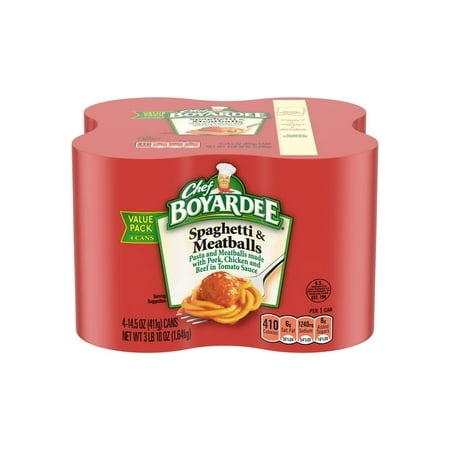 Pack of 2 Chef Boyardee Spaghetti and Meatballs  Microwave Pasta  4 Pack  14.5 Oz