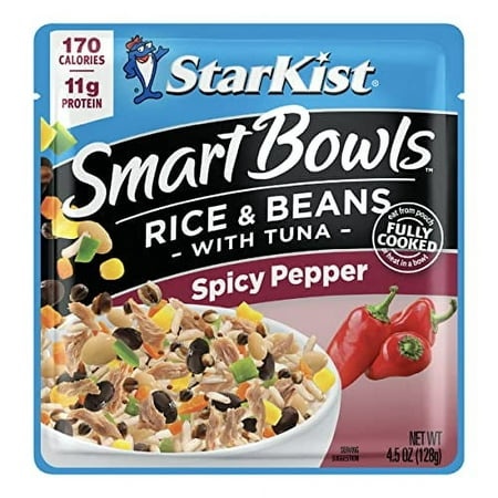 StarKist Smart Bowls Spicy .. Pepper  4.5 Oz Pouch .. (Pack of 12) â€“ .. Features Rice & Beans .. with Wild Caught Light .. Tuna