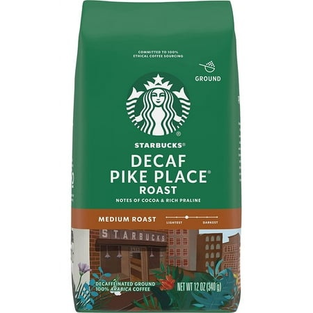 Starbucks Ground Coffee Decaf Medium Roast Pike Place Roast - 12 Oz Pack of 4