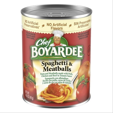 (4 Pack) Chef Boyardee Spaghetti and Meatballs  Microwave Pasta  Canned Food  14.5 Oz