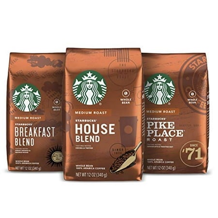 Starbucks Medium Roast Whole Bean Coffee - Variety Pack - 3 Bags (12 Oz. Each)