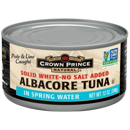 (12 Pack) Crown Prince Natural Albacore Tuna  Solid White - No Salt Added  in Spring Water  12 Oz (340 G)