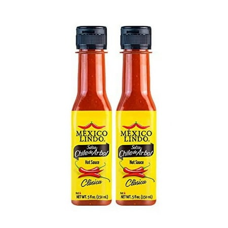 Mexico Lindo Chile De Arbol Hot Sauce Ingredients | 12 190 Scoville Level | Classic Flavor | 5 Fl Oz Bottles (Pack of 2)
