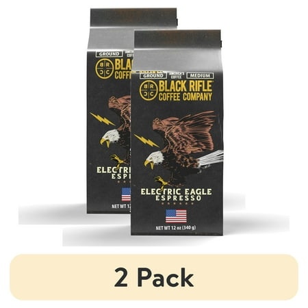 (2 Pack) Black Rifle Coffee Company Electric Eagle Espresso  Medium Roast  Ground Coffee  12 Oz