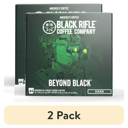 (2 Pack) Black Rifle Coffee Company Beyond Black K Cups Pods  Dark Roast  44 Ct
