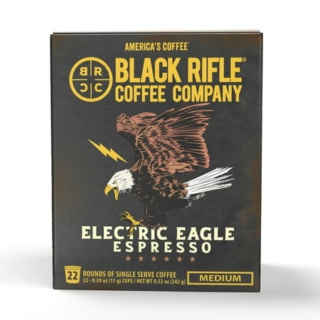(2 Pack) Black Rifle Coffee Company Electric Eagle Espresso K Cups Pods  Medium Roast  22 Ct