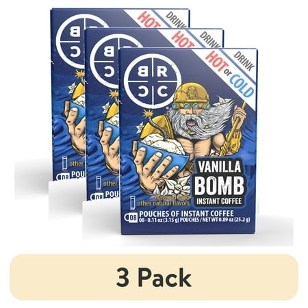 (3 Pack) Black Rifle Coffee Company Vanilla Bomb Instant Coffee Packets  Medium Roast  8 Ct