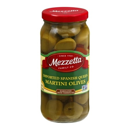 Mezzetta Imported Spanish Queen Martini Olives Marinated with Dry Vermouth - 10 Oz