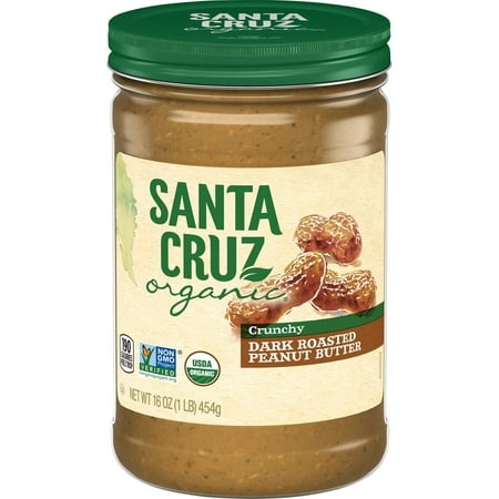 Santa Cruz Organic Crunchy Dark Roasted Peanut Butter  16 Ounces
