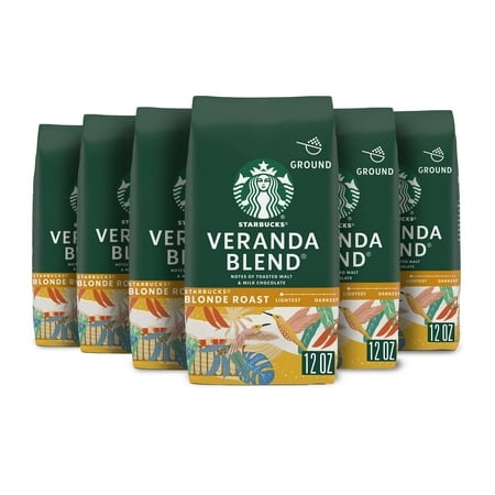 Starbucks Ground Coffee  Starbucks Blonde Roast Coffee  Veranda Blend  100% Arabica  6 Bags (12 Oz Each) Packaging May Vary