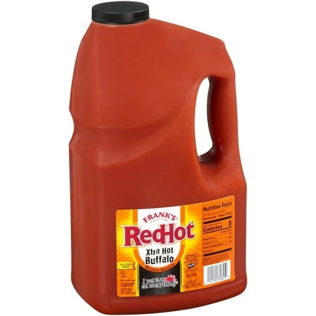 Frank S Redhot Xtra Hot Buffalo Wings Sauce  1 Gal - One Gallon Jug of Extra Hot Buffalo Wings Hot Sauce with 3X the Heat for Spicy Apps  Snacks  Side