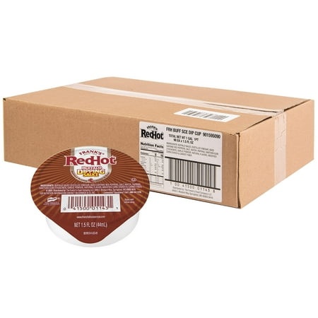 Frank S Redhot Buffalo Dipping Sauce  1.5 Fl Oz (Pack of 96) - 96 Pack of 1.5 Fluid Ounce Containers of Buffalo Hot Sauce Cups  Perfect Single-Serve S