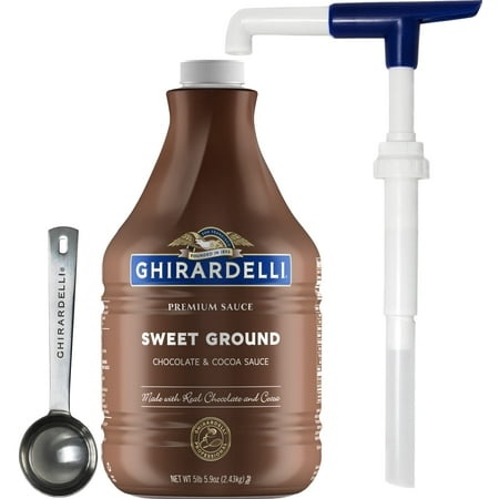 Ghirardelli Sweet Ground Chocolate & Cocoa Sauce 85.9 Ounce with Ghirardelli Pump and Spoon