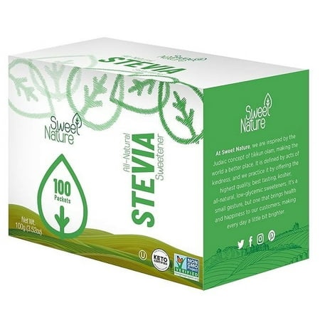 Sweet Nature Stevia Sweetener Powder All Natural Kosher Gluten and Sugar Free  100 Count (Pack of 1)