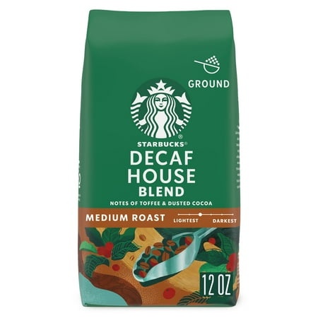 Starbucks Ground Coffee—Medium Roast Coffee—Decaf House Blend—100% Arabica—1 Bag (12 Oz)