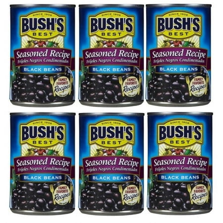 Bush S Best Black Beans  Seasoned  15oz  Pack of 6
