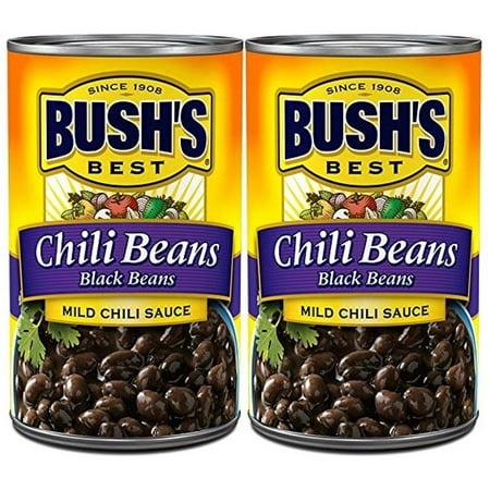 Bush S Chili Beans  Canned Black Beans in Mild Chili Sauce  15.5 Oz Can  Pack of 2