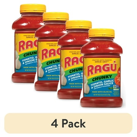 (4 Pack) Ragu Chunky Tomato Pasta Sauce  with Garlic  Olive Oil and Onion  45 Oz