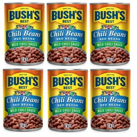 Bush S Best Chili Beans  Canned Red Beans with Mild Chili Sauce  16 OZ Can  Pack of 6