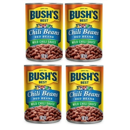 Bush S Best Chili Beans  Canned Red Beans with Mild Chili Sauce  16 OZ Can  Pack of 4