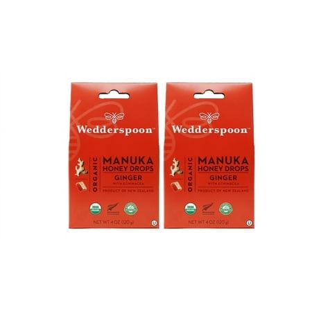 Wedderspoon Ginger Organic Manuka Honey Drops  4 Oz. 2 Pack