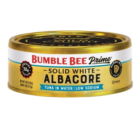 Bumble Bee Prime Solid White Albacore Tuna Low Sodium in Water  5 Oz Can (Pack of 12) - Premium Wild Caught Tuna - 31G Protein per Serving - Non-Gmo P