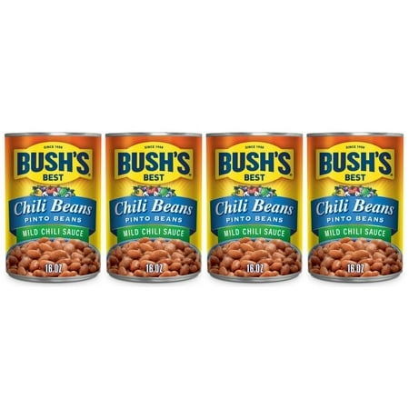 Bush S Chili Beans  Canned Pinto Beans in Mild Chili Sauce  16 Oz Can  Pack of 4