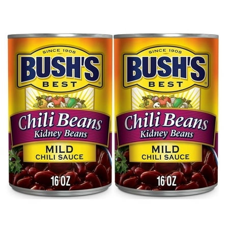 Bush S Chili Beans  Canned Kidney Beans in Mild Chili Sauce  16 Oz Can  Pack of 2