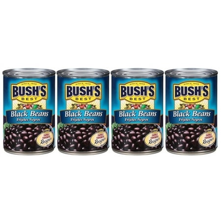 Bush S Best Canned Black Beans  15 Oz (Pack of 4)  Source of Plant Based Protein and Fiber  Low Fat  Gluten Free  15 Oz
