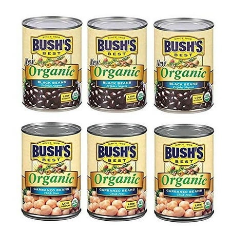 Bush S Best Organic Black and Garbanzo (Chickpeas) Beans Variety Pack  3 Black Beans  3 Garbanzo Beans  1 Ct