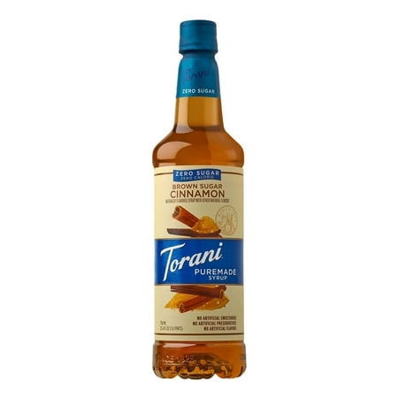 Torani Puremade Zero Sugar Flavored Drink Syrup  Brown Sugar Cinnamon  25.4 Fl Oz Bottle (Pack of 4)