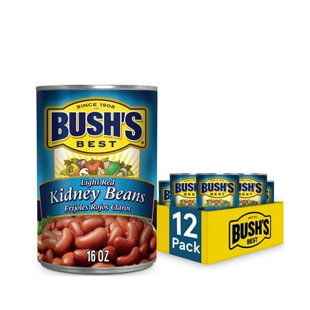 Bush S Best 16 Oz Light Red Kidney Beans  Canned Beans  Kidney Beans Canned  Source of Plant Based Protein and Fiber  Low Fat  Gluten Free  (Pack of 1