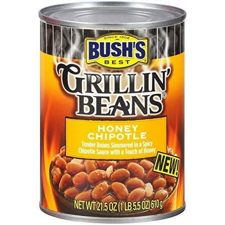Bush S Best Honey Chipotle Grillin  Beans - Canned Beans  Beans Canned  Source of Plant Based Protein and Fiber  Low Fat  Gluten Free 21.5 Oz (3)