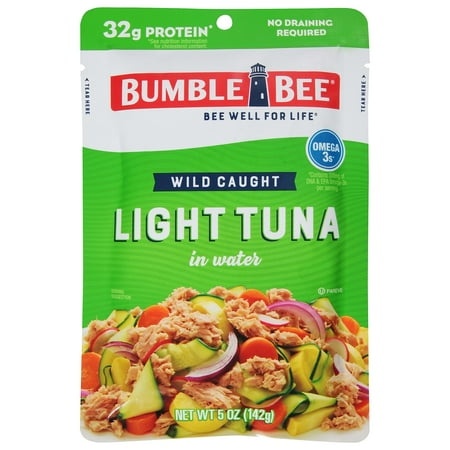Bumble Bee Light Tuna Pouch in Water  5 Oz Pouch (Pack of 12) - Tuna Fish Pouch  High Protein Food  Keto Food and Snacks  Gluten Free Food  High Prote