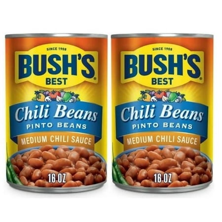 Bush S Chili Beans Pinto Beans in Medium Chili Sauce  16 Oz Canned  Pack of 2