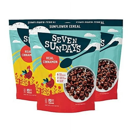 Seven Sundays Grain Free Cereal - Real Cinnamon - 3 Count  8 Oz Bag - Gluten and Grain Free  Paleo  Keto Friendly  No Refined Sugar  Vegan  Non-GMO