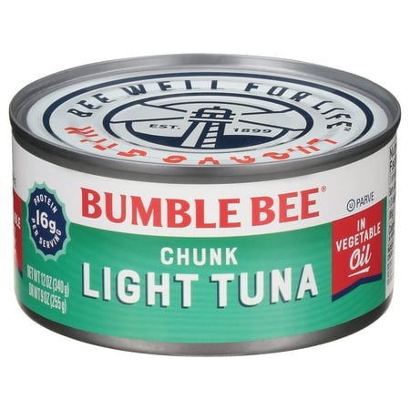 Bumble Bee Chunk Light Tuna in Oil  12 Oz Cans (Pack of 12) - Wild Caught Tuna - 16G Protein per Serving - Non-Gmo Project Verified  Gluten Free  Kosh