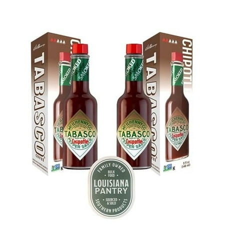 Tabasco 2 Pack Hot Sauce 5 Oz Bottle Bundled by Louisiana Pantry (Chipotle Pepper)